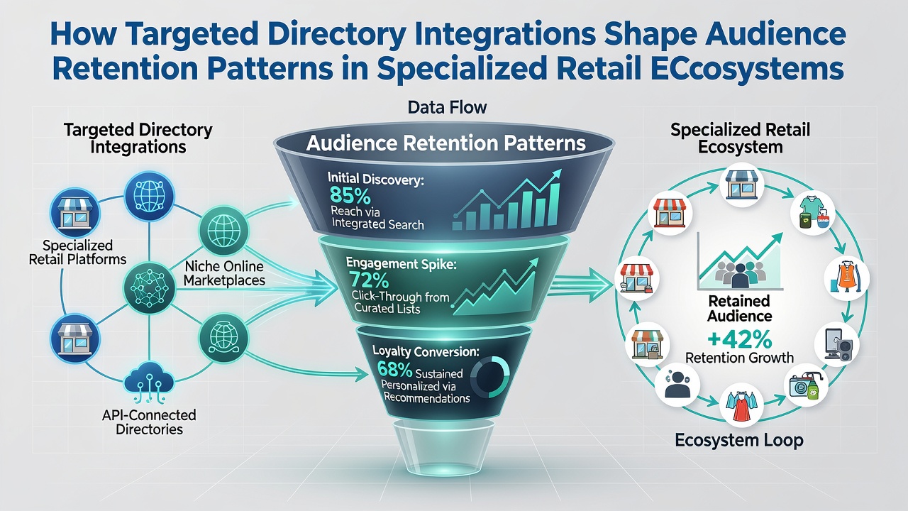 Graph showing audience retention metrics before and after directory integration in niche retail